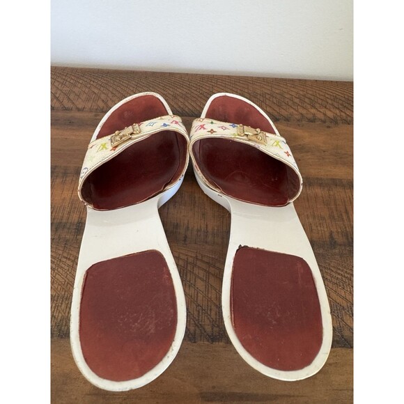 Louis Vuitton Y2K Murakami White Multicolor LV Buckle Mule Sandals Heels EU 40 - Picture 8 of 15